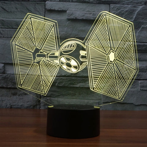 7 Color Discoloration Creative Visual Stereo Lamp Desk Lamp Night Light, TIE Fighter Style