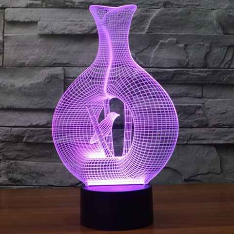 7 Color Discoloration Creative Visual Stereo Lamp Desk Lamp Night Light, Bird In The Cage Style