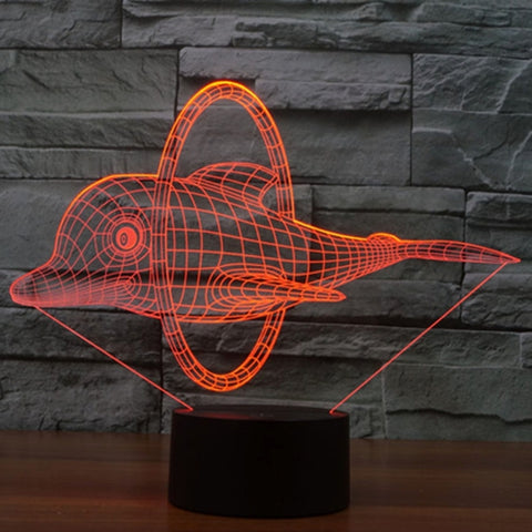 7 Color Discoloration Creative Visual Stereo Lamp Desk Lamp Night Light, Dolphin Jump Style