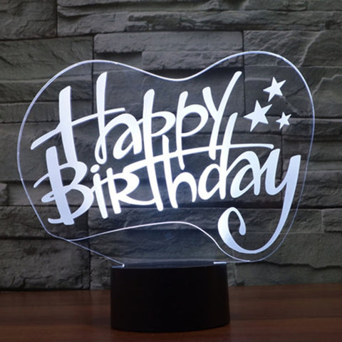 7 Color Discoloration Creative Visual Stereo Lamp Desk Lamp Night Light, Happy Birthday Style
