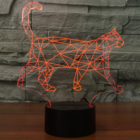 7 Colour Discoloration Creative Visual Stereo Lamp Desk Lamp Night Light, Walking Cat Shape