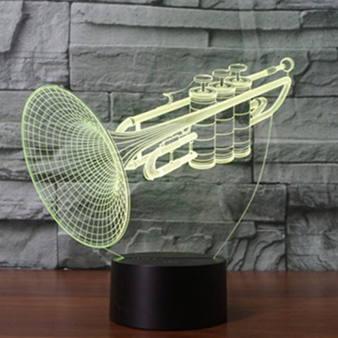 7 Colour Discoloration Creative Visual Stereo Lamp Desk Lamp Night Light, Trumpet Shape
