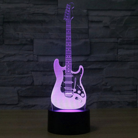 7 Color Discoloration Creative Visual Stereo Lamp Desk Lamp Night Light, Electric Guitar Shape