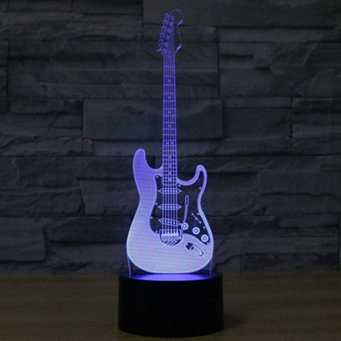 7 Color Discoloration Creative Visual Stereo Lamp Desk Lamp Night Light, Electric Guitar Shape