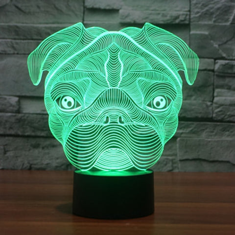 7 Color Discoloration Creative Visual Stereo Lamp Desk Lamp Night Light, Dog Shape