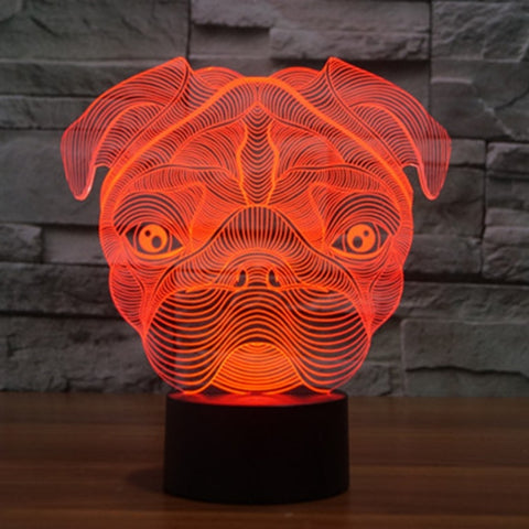 7 Color Discoloration Creative Visual Stereo Lamp Desk Lamp Night Light, Dog Shape
