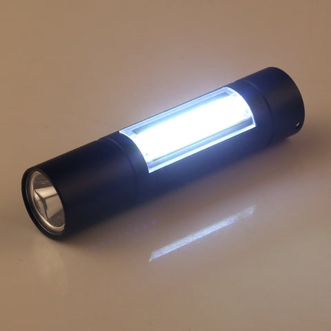 A1 USB Charging Waterproof Fixed Focus XPE + COB Flashlight with 3-Modes & Storage Box, A1