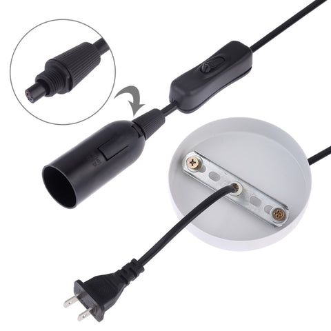 E14 Wire Cap Lamp Holder Chandelier Power Socket with Switch & Base & 1.5m Extension Cable, US Plug, E14