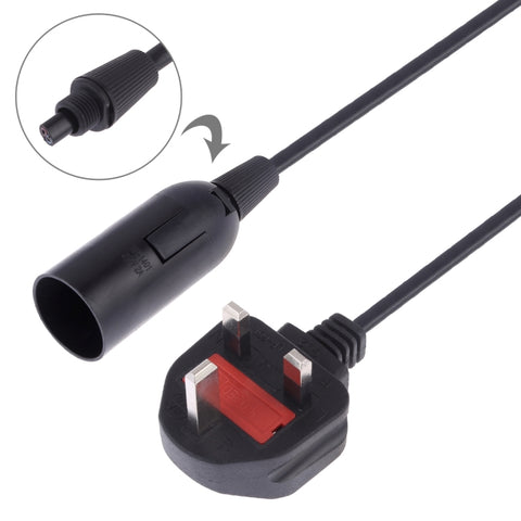 E14 Wire Cap Lamp Holder Chandelier Power Socket with 1.8m Extension Cable, Big UK Plug, Big UK Plug, 1.8m