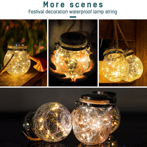 Solar Energy Glass Bottle Pendent Lamp IP55 Waterproof Outdoor Garden Decoration Light, Warm White Light