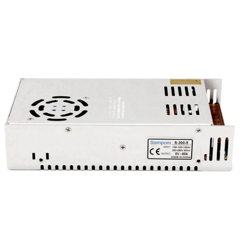 SOMPOM S-300-5 300W 5V 60A Switching Driver LED Light Strip Display Screen Lighting Monitor Power Supply, 300W 5V/60A