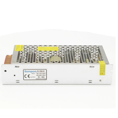SOMPOM S-150-5 150W 5V 30A Switching Driver LED Light Strip Display Screen Lighting Monitor Power Supply, 150W 5V/30A