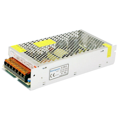 SOMPOM S-150-5 150W 5V 30A Switching Driver LED Light Strip Display Screen Lighting Monitor Power Supply, 150W 5V/30A