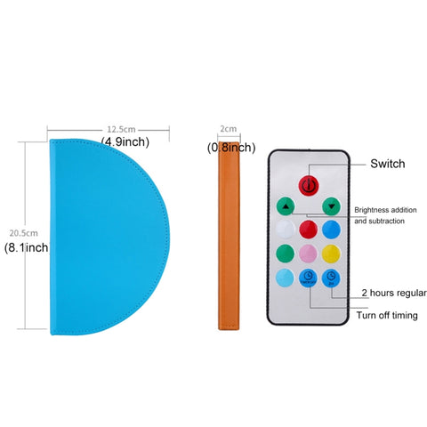 Creative Portable USB Charging Semicircle Night Light with Remote Control, Semicircle (Blue), Semicircle (Brown)