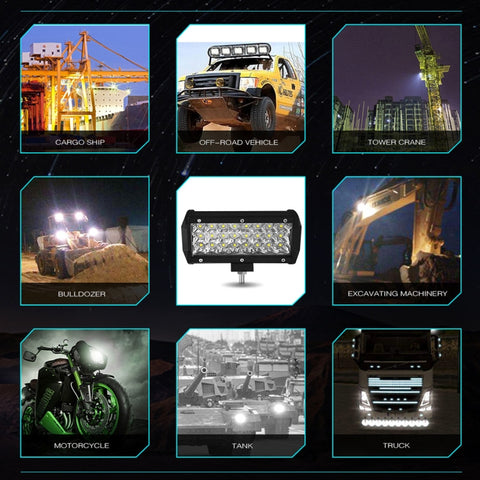 7 inch 18W 1800LM 3 Row LED Strip Light Working Refit Off-road Vehicle Lamp Roof Strip Light, 7 inch 72W