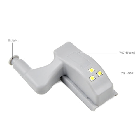 10 PCS 0.3W Universal Inner Hinge LED Sensor lamp Cupboard 3 LEDs Night light Auto ON/OFF Bulb, 10 PCS Warm White, 10 PCS White Light
