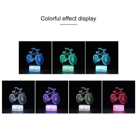 DC01 Crack Base Bicycle Creative 3D Colorful LED Decorative Night Light, Remote Control Version, Remote Control Version