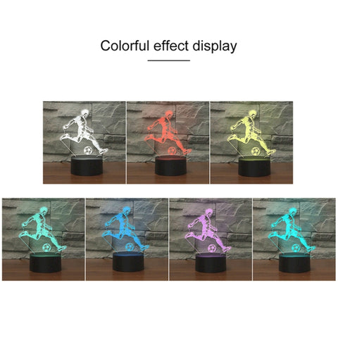 Play Football Black Base Creative 3D LED Decorative Night Light, USB with Touch Button Version, USB with Touch Button Version