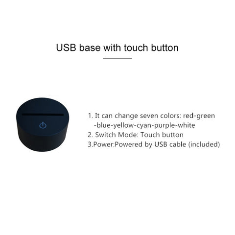 Play Football Black Base Creative 3D LED Decorative Night Light, USB with Touch Button Version, USB with Touch Button Version