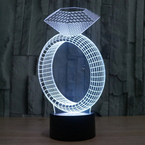 7 Color Discoloration Creative Visual Stereo Lamp Desk Lamp Night Light, Diamond Ring Style