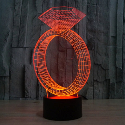 7 Color Discoloration Creative Visual Stereo Lamp Desk Lamp Night Light, Diamond Ring Style