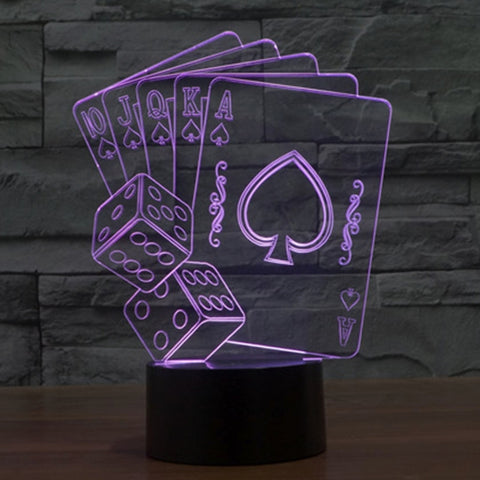 7 Color Discoloration Creative Visual Stereo Lamp Desk Lamp Night Light, Poker Style