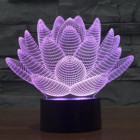 7 Color Discoloration Creative Visual Stereo Lamp Desk Lamp Night Light, Lotus Style