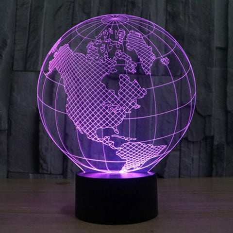 7 Colour Discoloration Creative Visual Stereo Lamp Desk Lamp Night Light, America Globe Style
