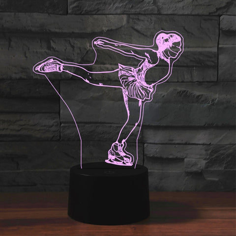 Ice Skating Black Base Creative 3D LED Decorative Night Light, Powered by USB and Battery, Powered by USB and Battery