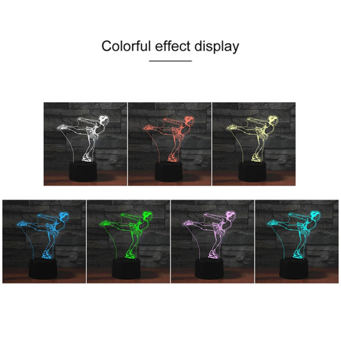 Ice Skating Black Base Creative 3D LED Decorative Night Light, Powered by USB and Battery, Powered by USB and Battery