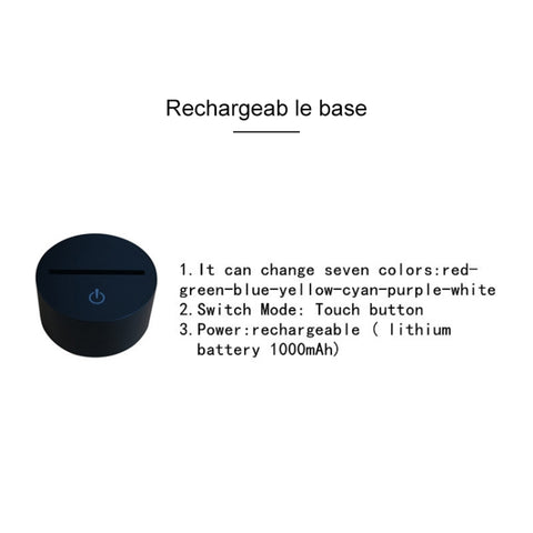Carousel Black Base Creative 3D LED Decorative Night Light, Rechargeable with Touch Button, Rechargeable with Touch Button