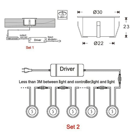 SMD 2835 500-600LM 4000-4500K Deck Light Buried Lamps LED Floor Light Wall Spotlight, Cutout Size: 30x22mm