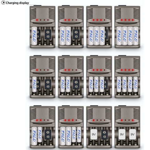 AC 100-240V 4 Slot Battery Charger for AA & AAA & 9V Ni-MH Battery, UK Plug