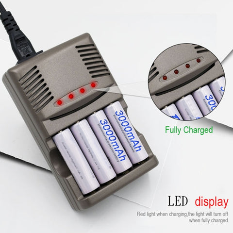 AC 100-240V 4 Slot Battery Charger for AA & AAA & 9V Ni-MH Battery, UK Plug