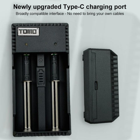 TOMO V6-2 USB Smart Battery Charger with  Indicator Light for 18650 / 18500 / 17650 / 16340 / 14500 / 10500 Li-ion Battery / AA / AAA Battery, TOMO V6-2