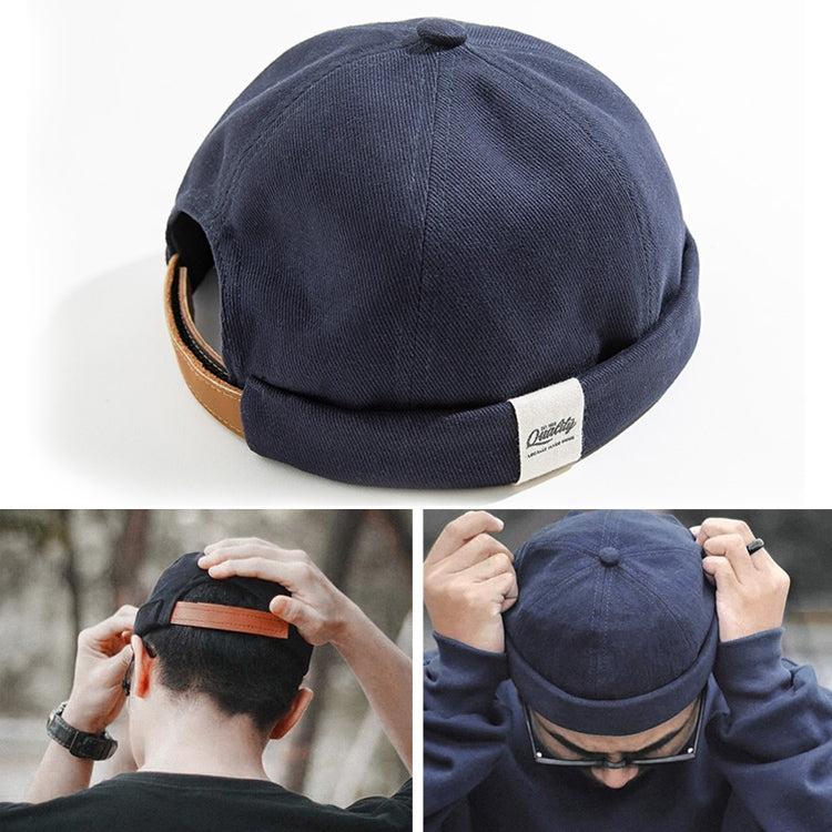Solid Color Retro Classic Sailor Hat Beanie Cuffed Melon Cap, Solid Color