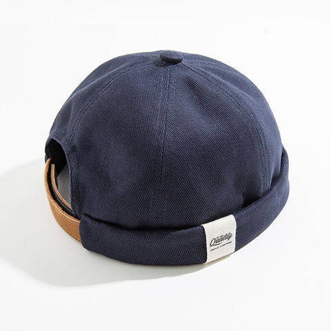 Solid Color Retro Classic Sailor Hat Beanie Cuffed Melon Cap, Solid Color