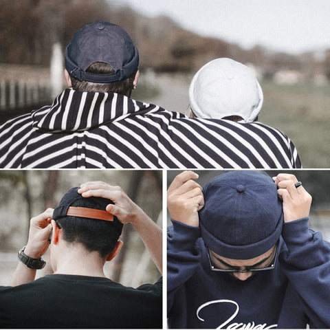 Solid Color Retro Classic Sailor Hat Beanie Cuffed Melon Cap, Solid Color
