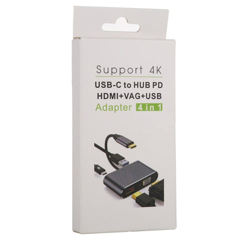 4 in 1 USB / Type-C to 4K HDMI + VGA + USB 3.0 Interface Multifunction Adapter