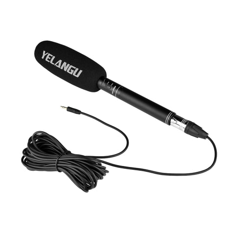 YELANGU YLG9933A MIC07 Professional Interview Condenser Video Shotgun Microphone with 6.5mm Audio Adapter & 3.5mm RXL Audio Cable