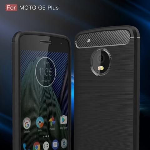 For Motorola Moto G5 Plus Brushed Carbon Fiber Texture Shockproof TPU Protective Cover Case, For Moto G5 Plus