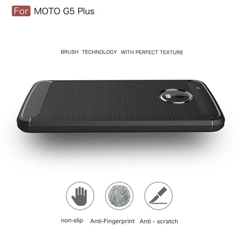 For Motorola Moto G5 Plus Brushed Carbon Fiber Texture Shockproof TPU Protective Cover Case, For Moto G5 Plus