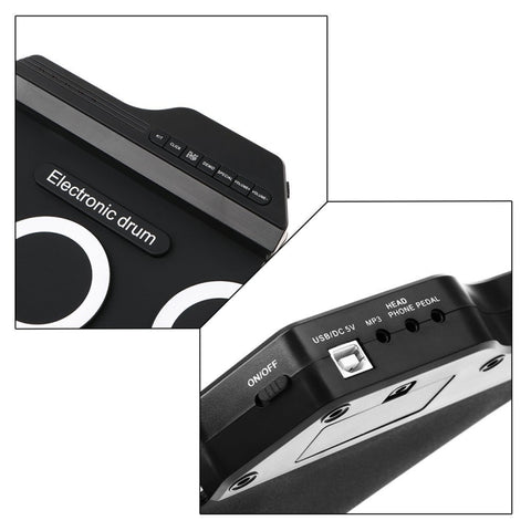 Portable Silicone Hand Roll USB Electronic Drum, Black Icon Version, Electronic Drum Black Icon Version