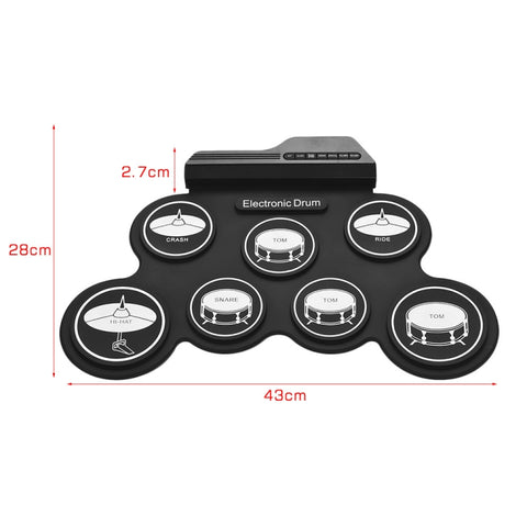 Portable Silicone Hand Roll USB Electronic Drum, Black Icon Version, Electronic Drum Black Icon Version