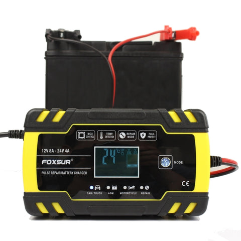 FOXSUR 12V-24V Car Motorcycle Truck Repair Battery Charger AGM Charger, EU Plug, UK Plug, US Plug, EU Plug