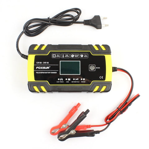 FOXSUR 12V-24V Car Motorcycle Truck Repair Battery Charger AGM Charger, EU Plug, UK Plug, US Plug, EU Plug