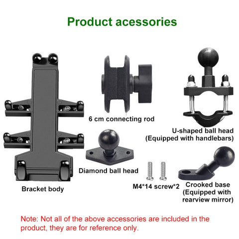 M10 Bolt Ball-Head Motorcycle Multi-function Eight-jaw Aluminum Phone Navigation Holder Bracket with Anti-theft Knobs, M10 Bolt+Anti-theft Knobs
