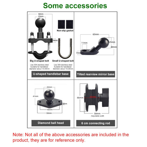 M10 Bolt Ball-Head Motorcycle Multi-function Eight-jaw Aluminum Phone Navigation Holder Bracket with Anti-theft Knobs, M10 Bolt+Anti-theft Knobs