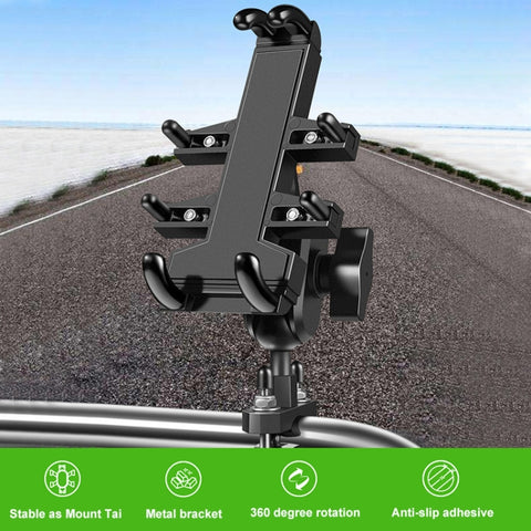 M10 Bolt Ball-Head Motorcycle Multi-function Eight-jaw Aluminum Phone Navigation Holder Bracket with Anti-theft Knobs, M10 Bolt+Anti-theft Knobs