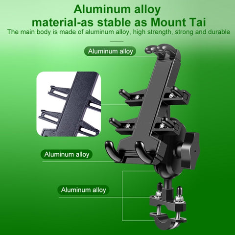 M10 Bolt Ball-Head Motorcycle Multi-function Eight-jaw Aluminum Phone Navigation Holder Bracket with Anti-theft Knobs, M10 Bolt+Anti-theft Knobs